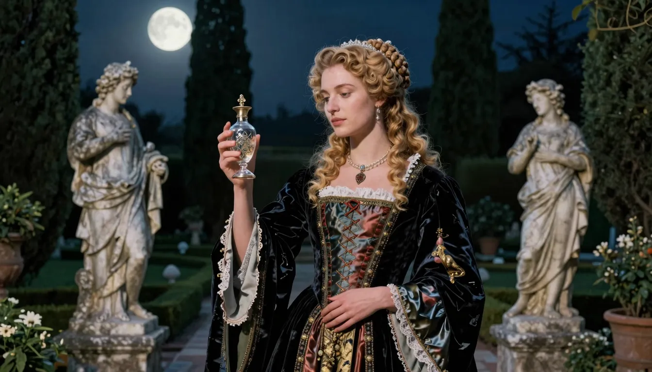 A beautiful Renaissance noblewoman with golden hair wearing ...