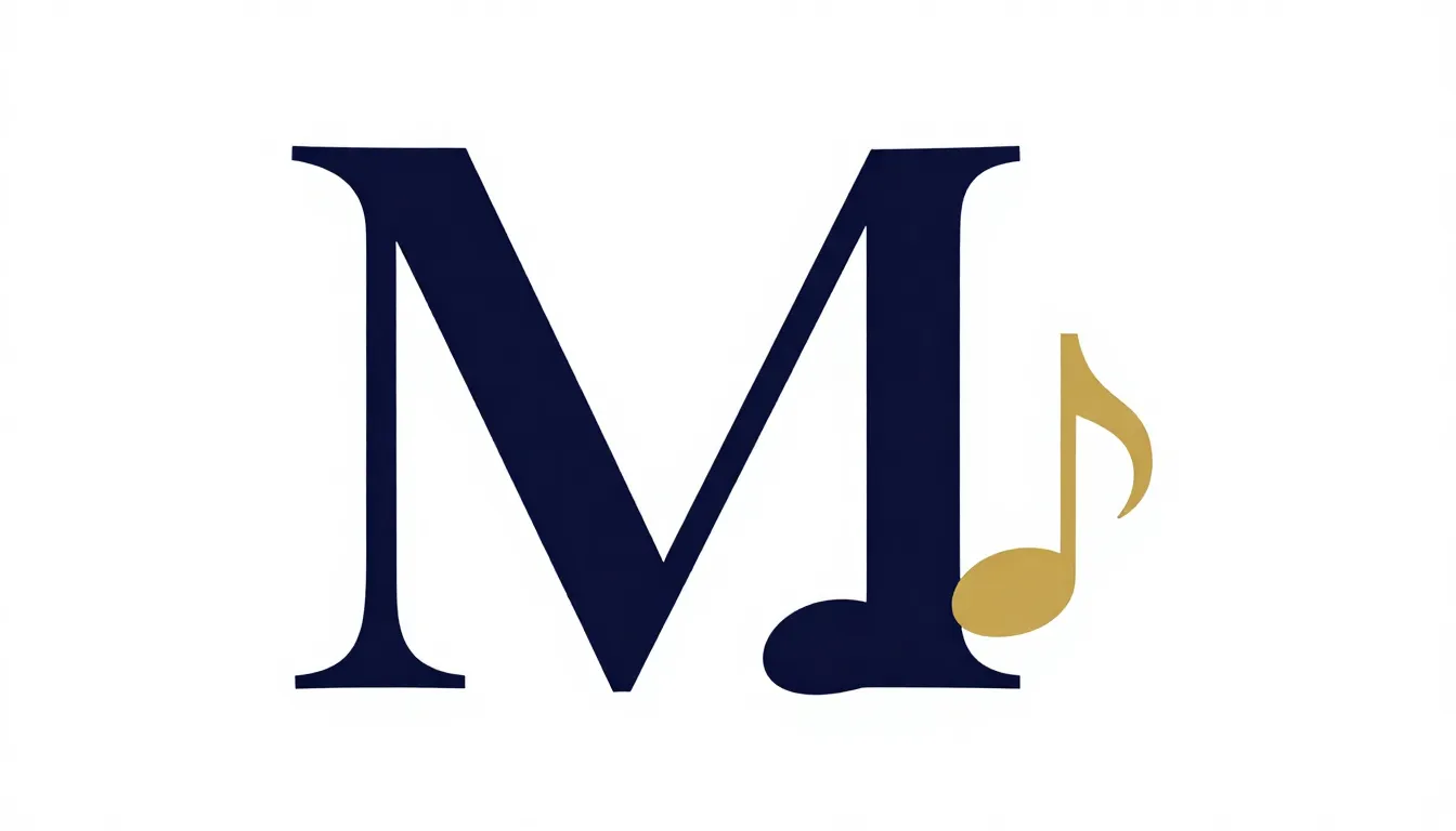 Minimalist vector logo for a vocal group, the letter 'M' ele...