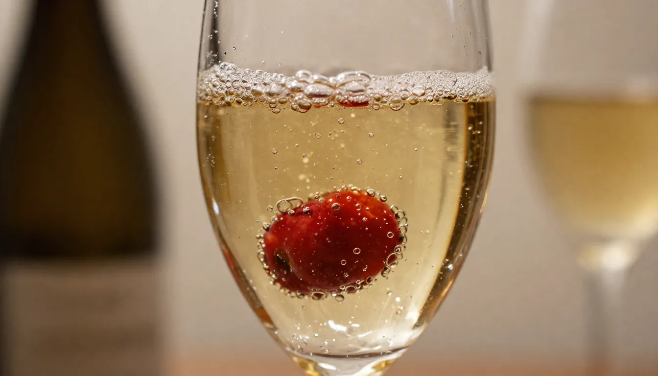 Cinematic macro photography of bubbles in a glass of sparkli...