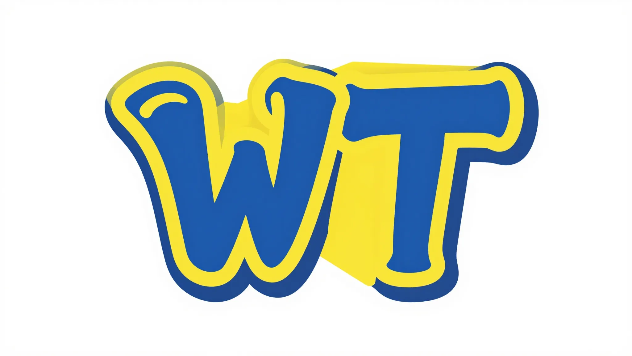 Fun and colorful flat vector cartoon logo of 'WT', thick bol...