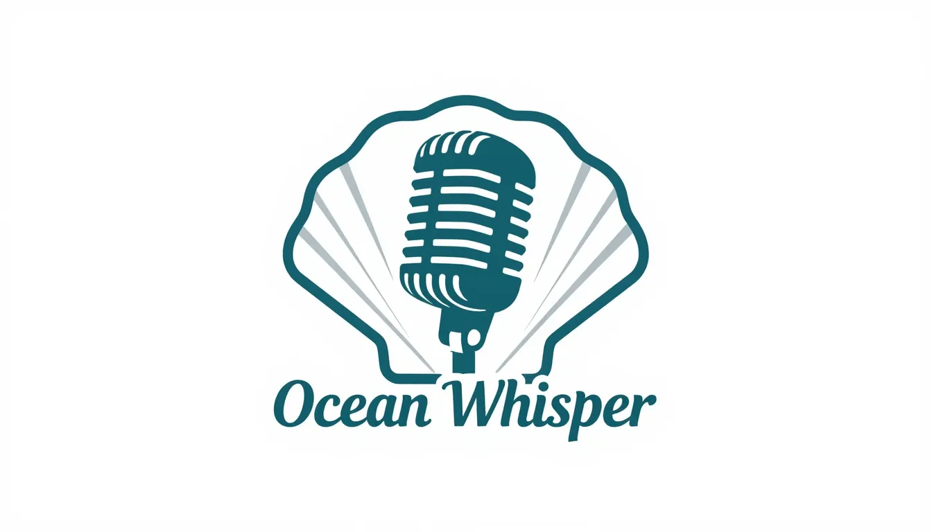 Logo for 'Ocean Whisper' radio, a stylized vintage microphon...
