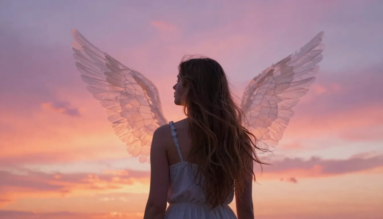 A young European woman with long hair seen from behind at a ...