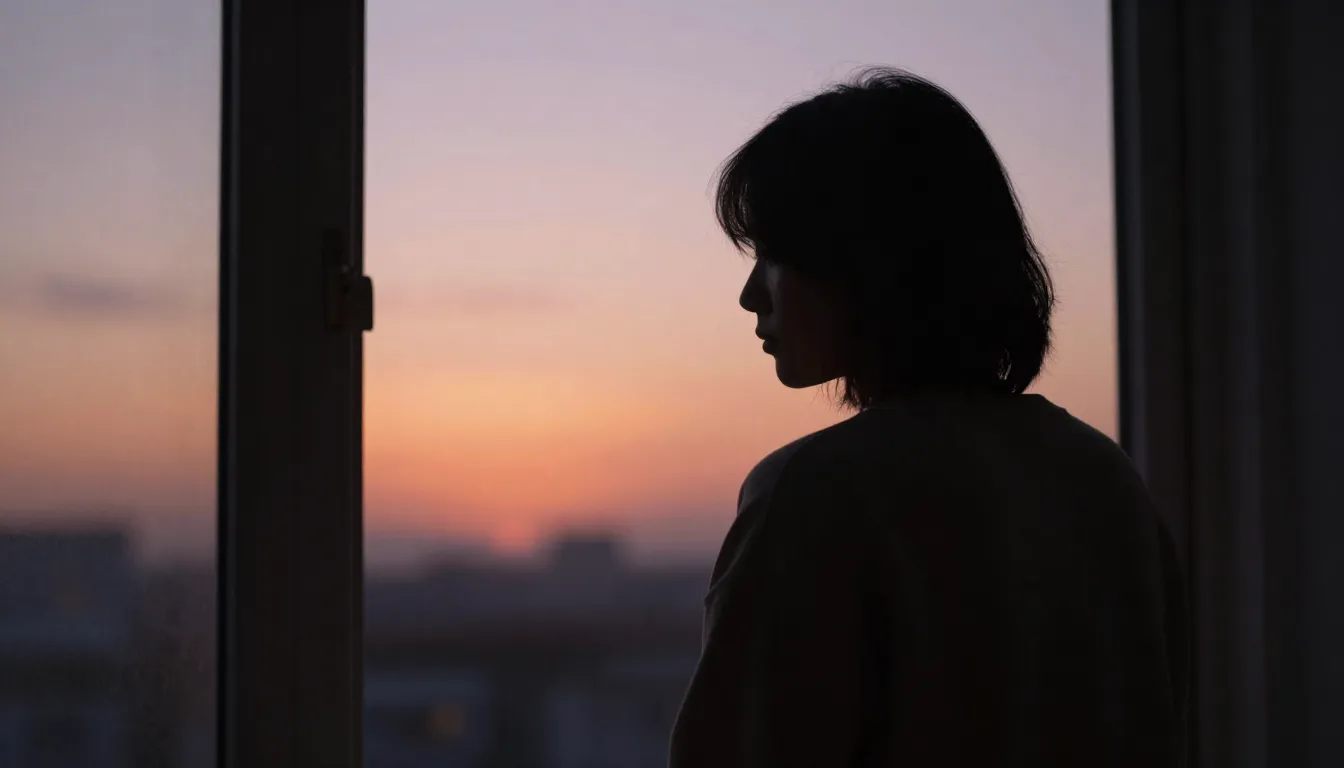 A romantic and sad atmosphere, a silhouette of a person by t...