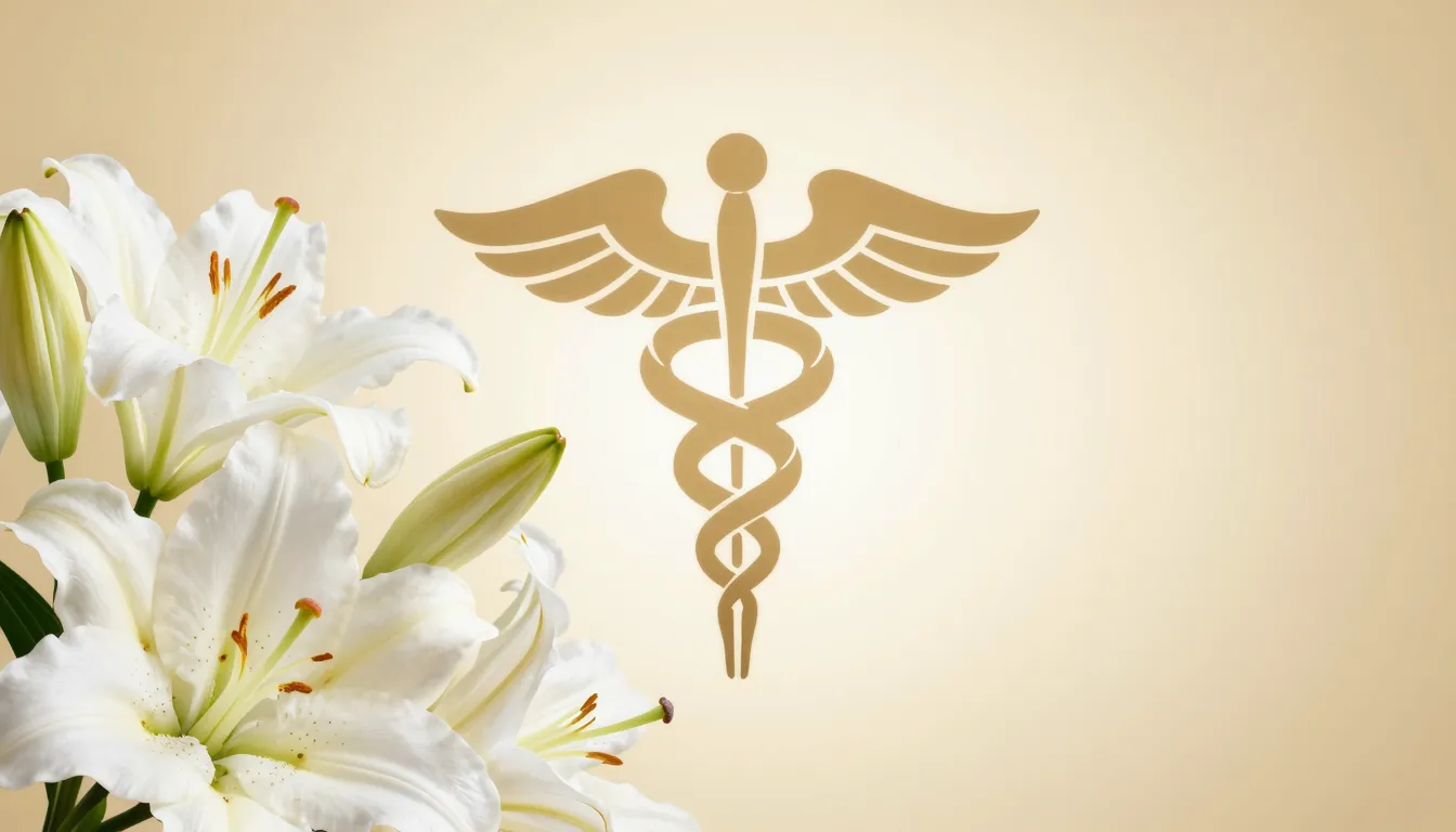 A serene and elegant background with white lilies and a medi...