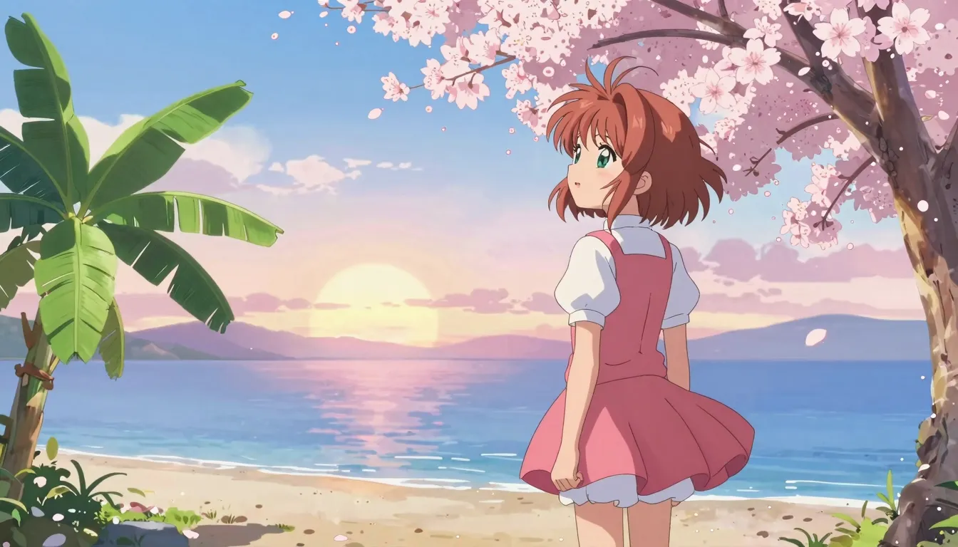 Final scene, Sakura-chan back on Earth, standing on a peacef...