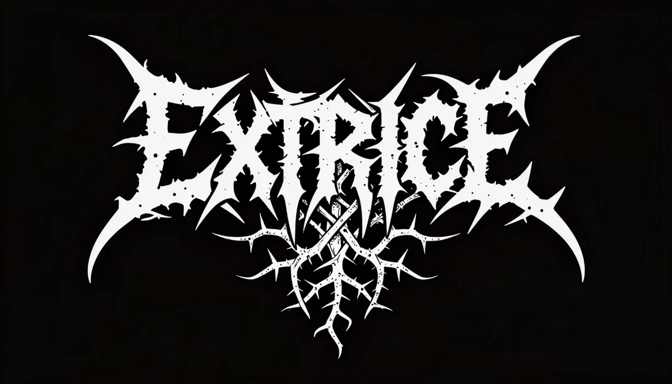 Extreme metal band logo style, symmetrical intricate thorns ...