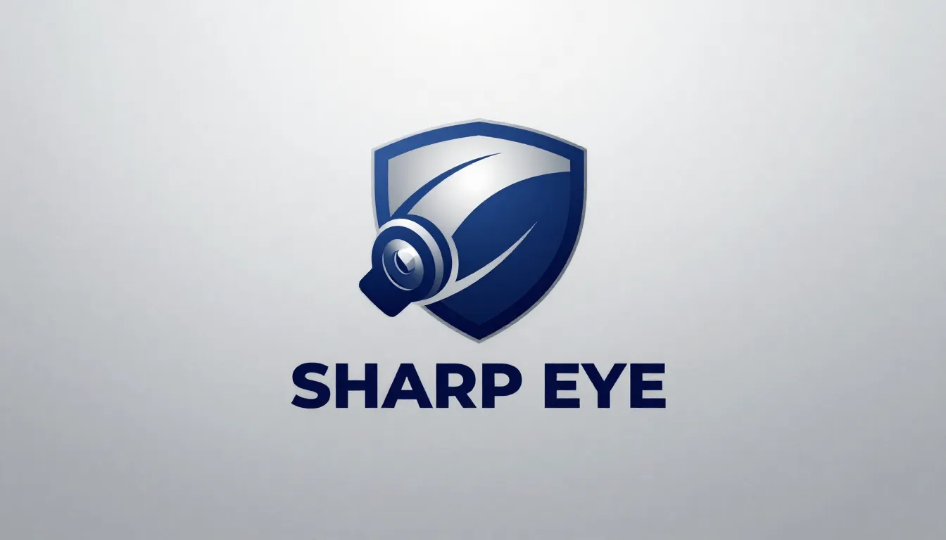 Minimalist logo for a police tech brand named SHARP EYE, fea...