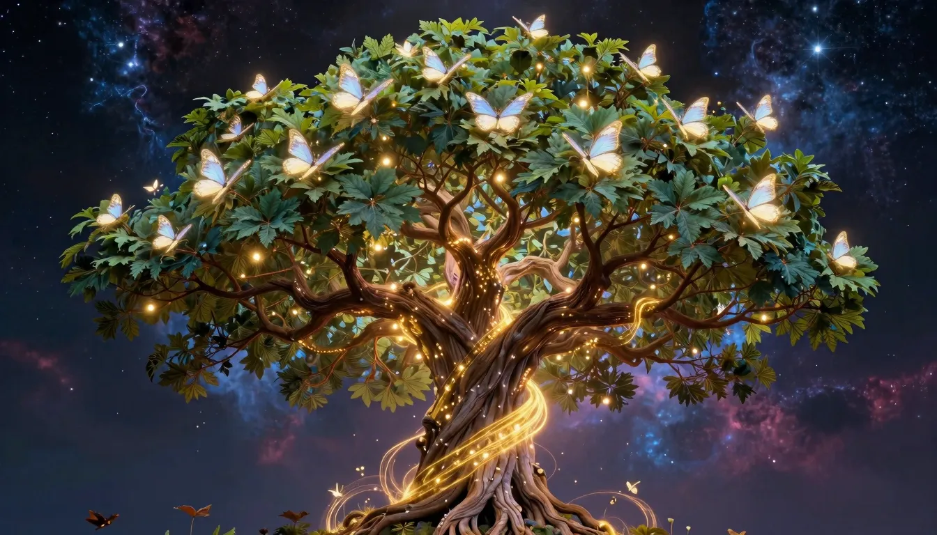 A majestic Tree of Life with infinite branches stretching in...