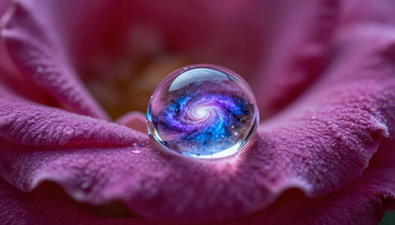 Extreme close-up macro photography of a single dewdrop on a ...