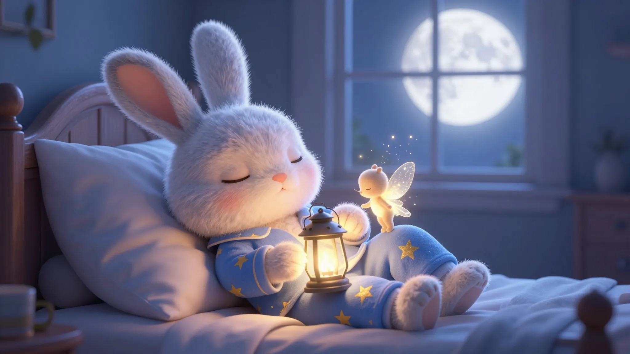 3D animation style, high-quality render, cute fluffy bunny i...
