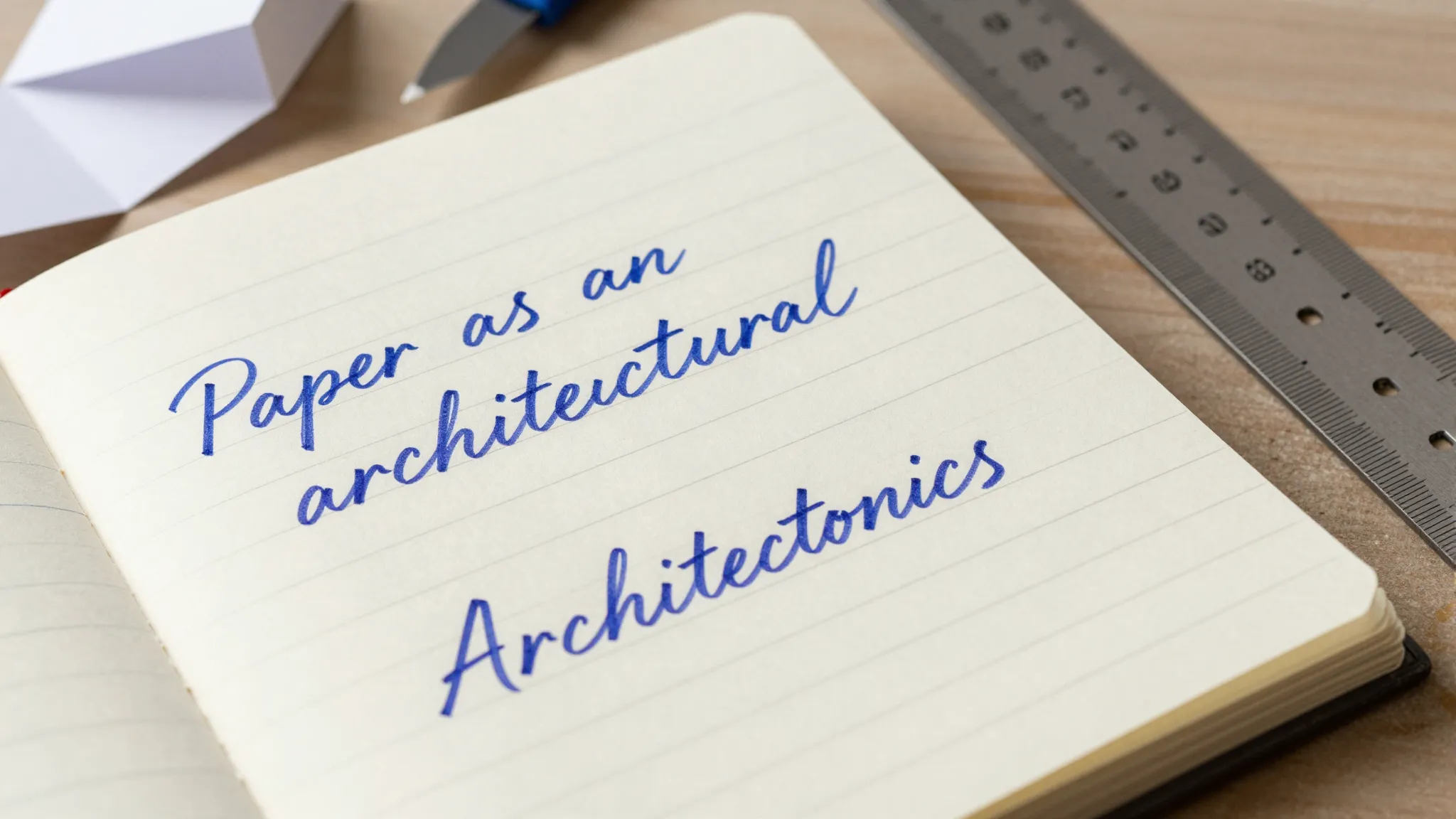 A highly realistic close-up photo of an open school notebook...