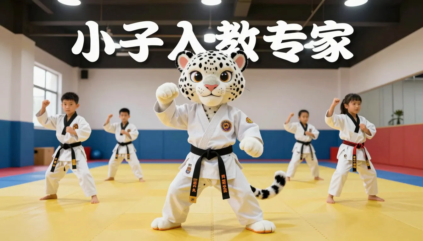 A professional advertising poster for a kids martial arts cl...