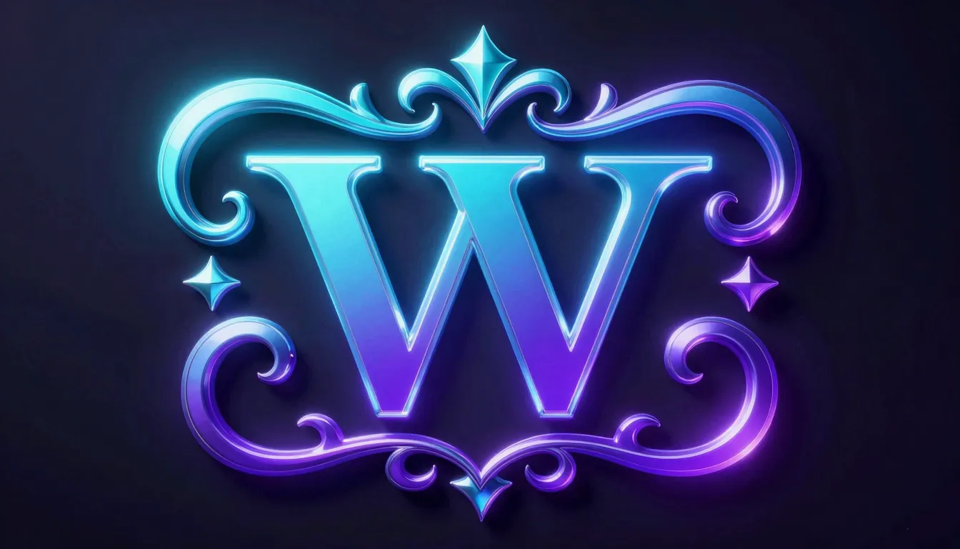 Intricate ornamental 'WT' logo with elegant swirls, vibrant ...