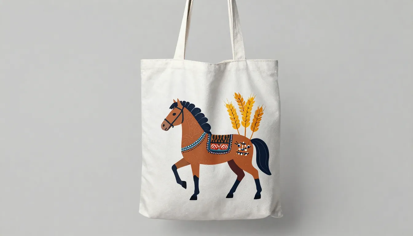 A stylish canvas tote bag with a modern graphic print of a h...