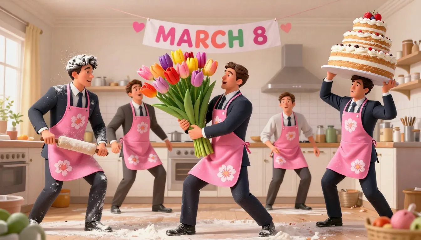 A humorous 3D digital art scene for International Women's Da...