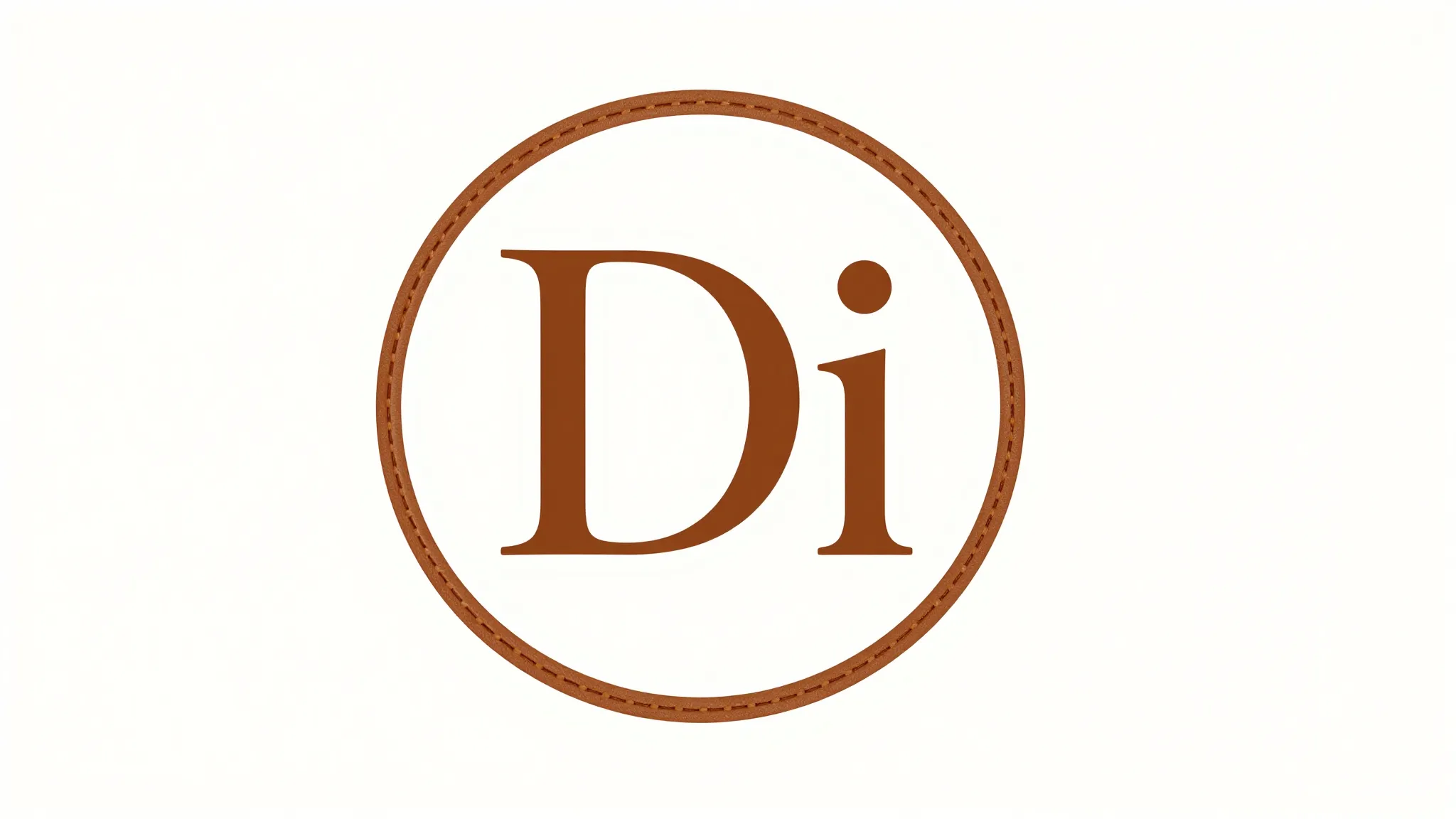 Minimalist logo for 'Di' leather brand. A clean circular emb...