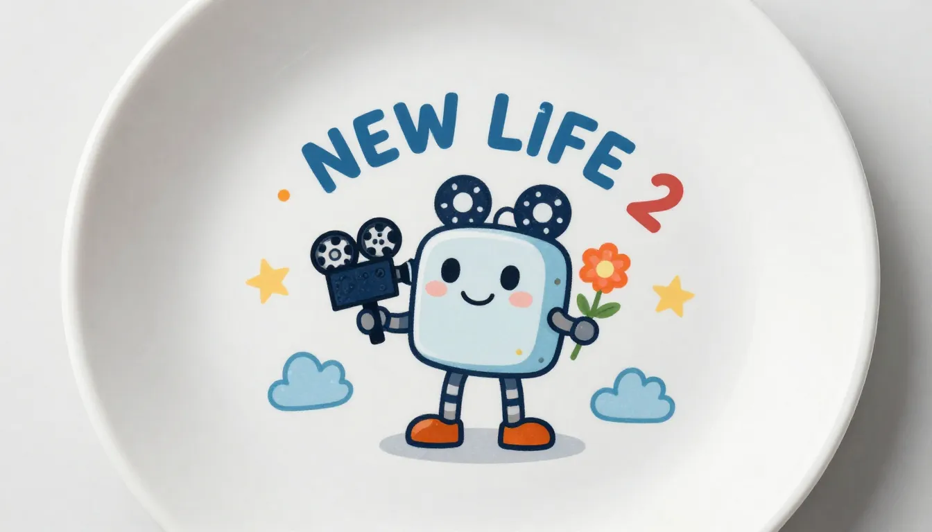 Top view of a white plate for children. Center illustration ...