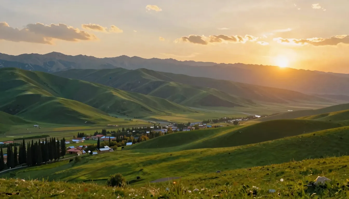 A scenic and peaceful landscape of Suzak district in Kyrgyzs...