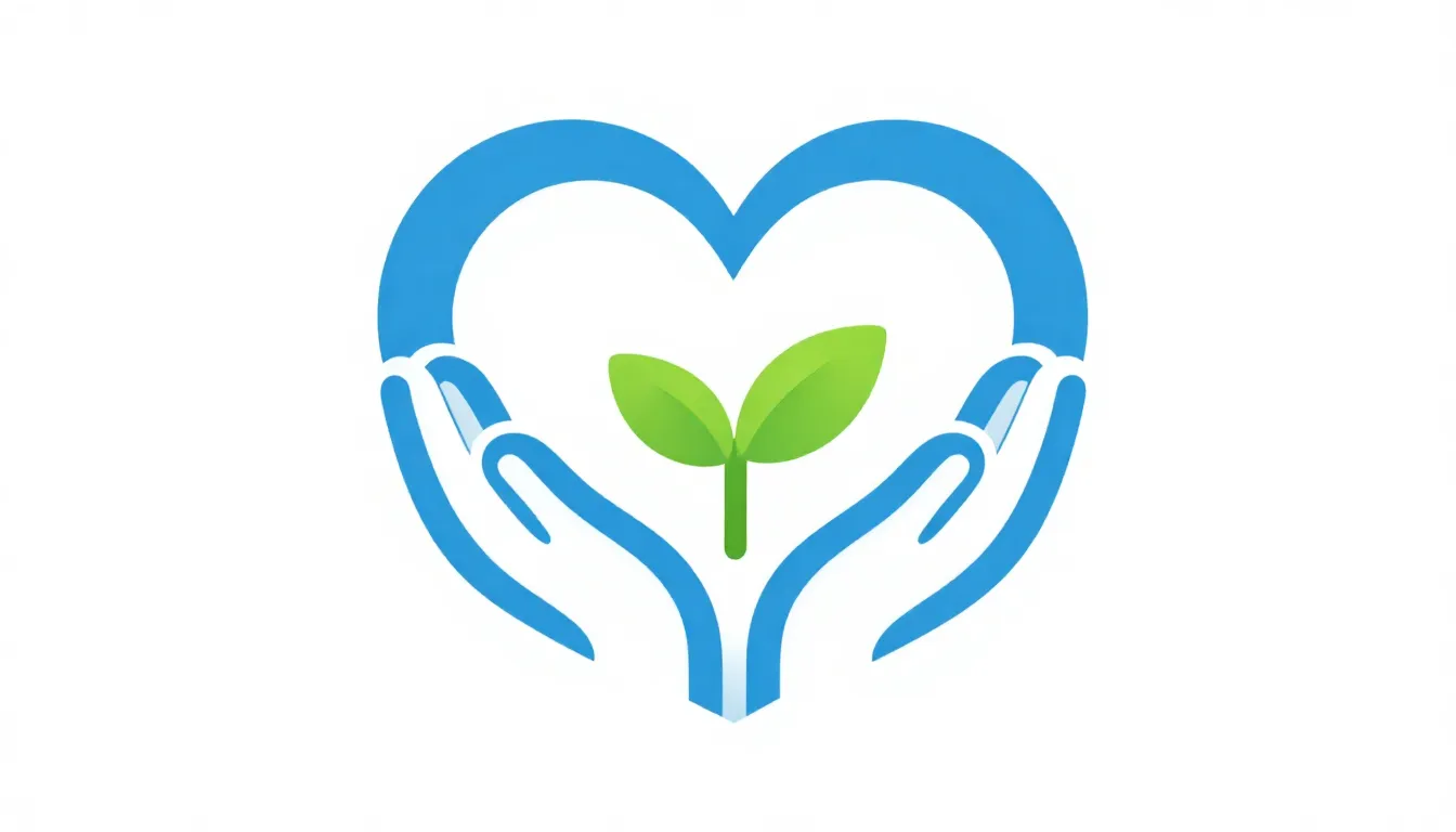 Logo symbol for a social institution, two caring hands formi...