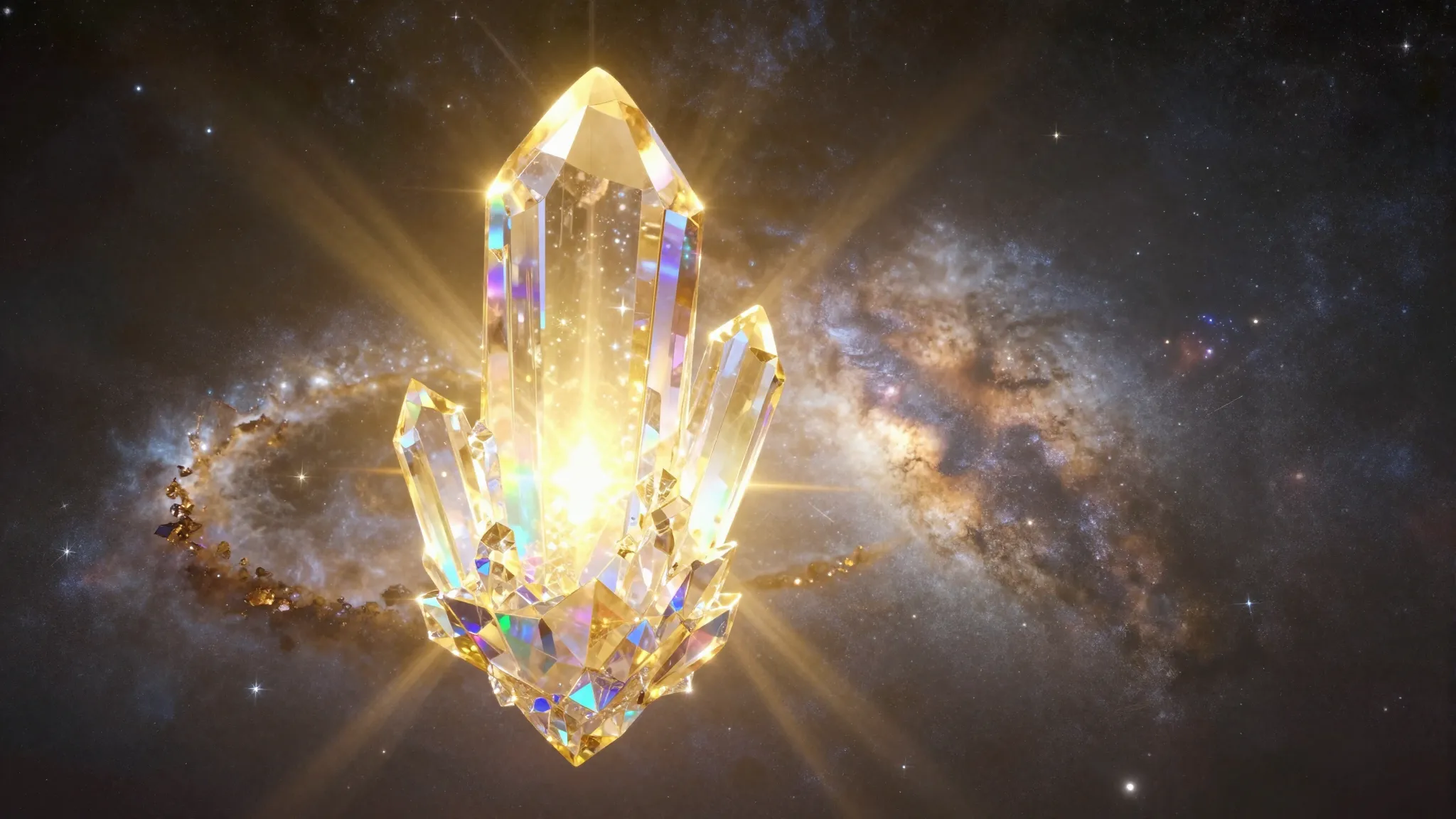 Cinematic cosmic scene in a vast universe with shimmering st...