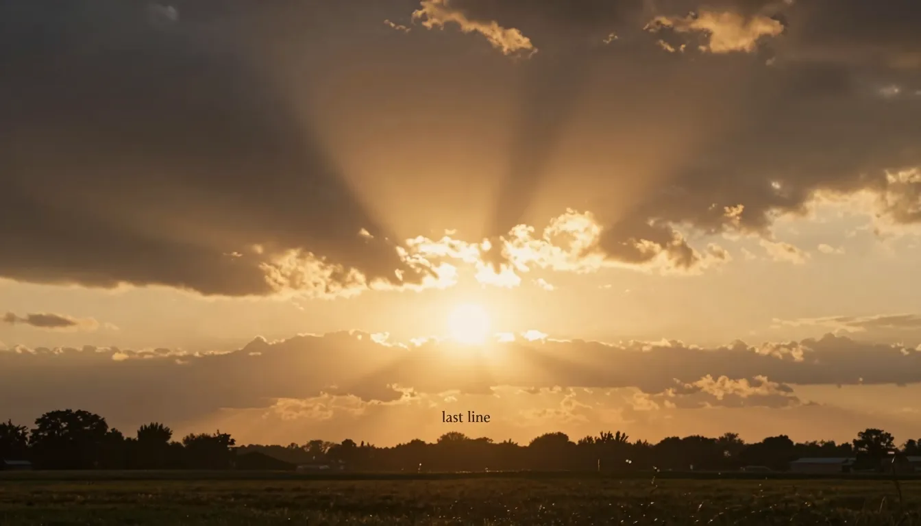 Close-up of golden sun rays piercing through dark clouds ove...