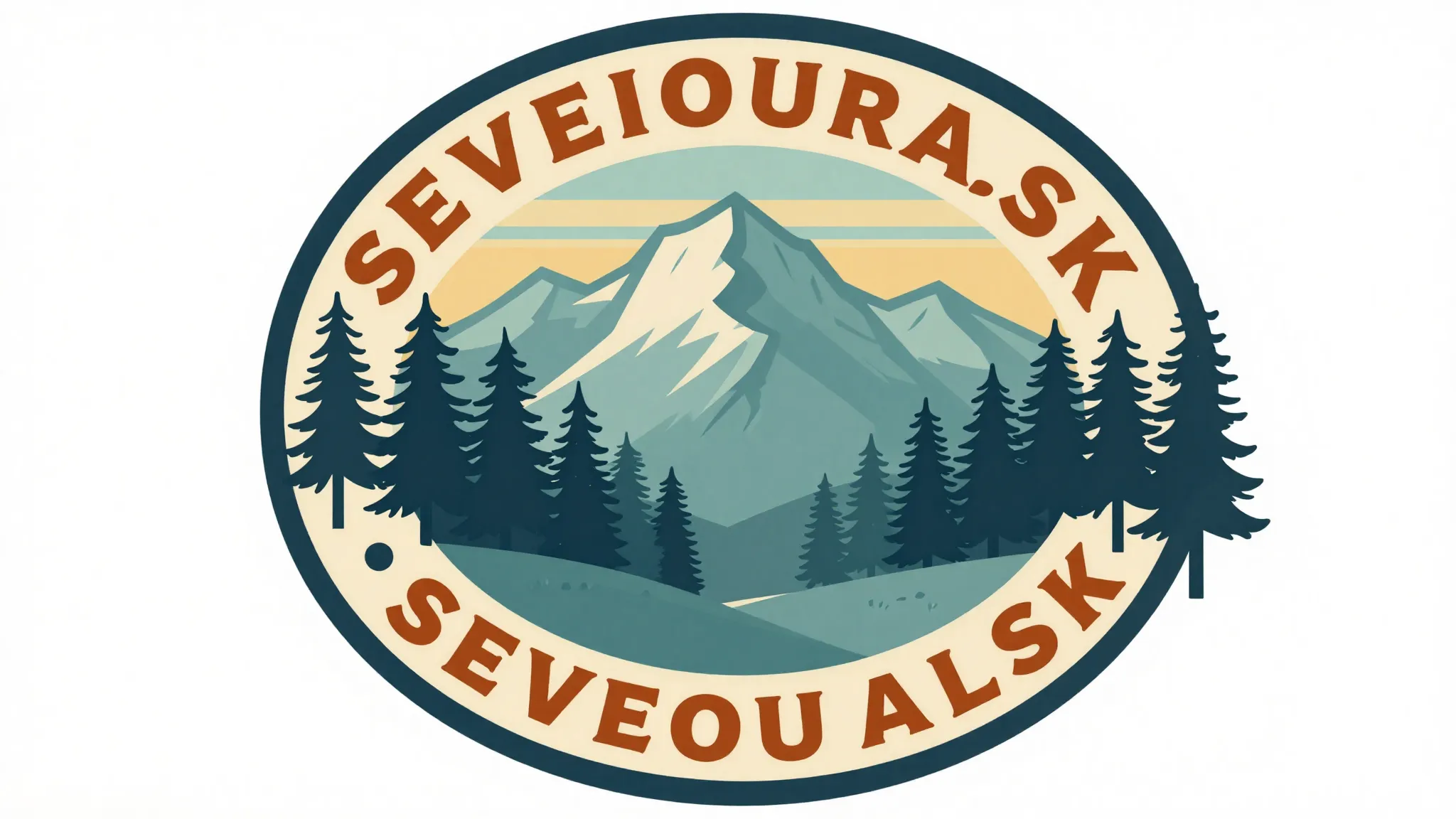 Vintage circular badge design for a t-shirt, pine forest and...