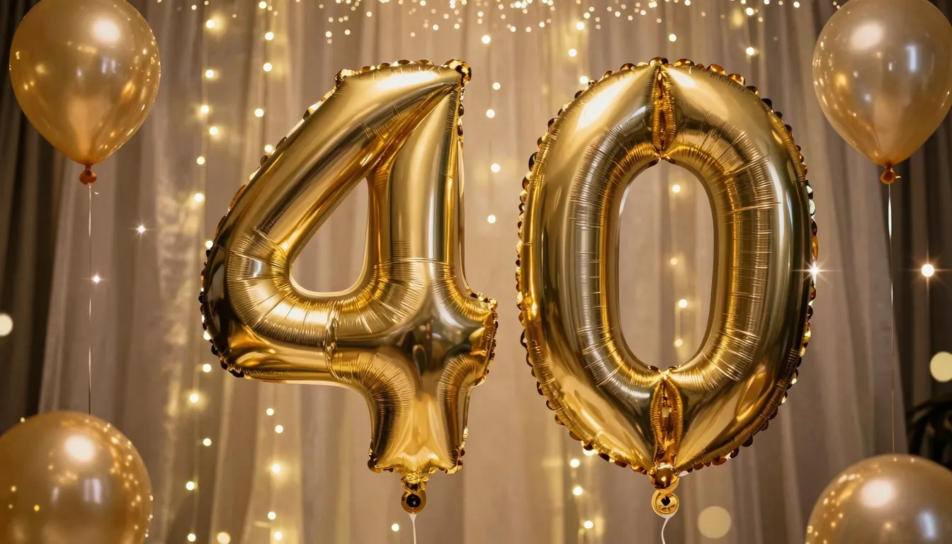 A festive and elegant 40th birthday celebration background, ...