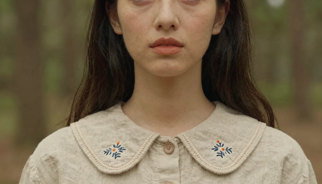 Close-up portrait of a girl with long dark hair, wearing a v...