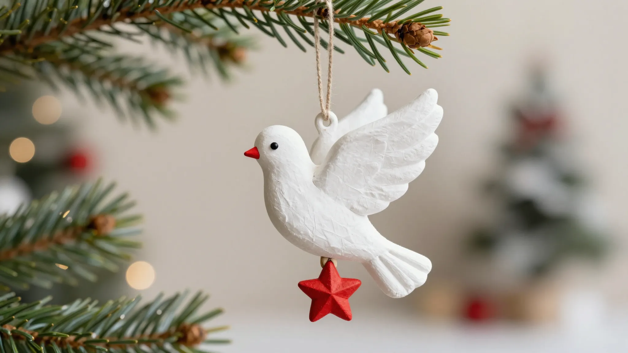 A beautiful handmade Christmas ornament shaped like a white ...