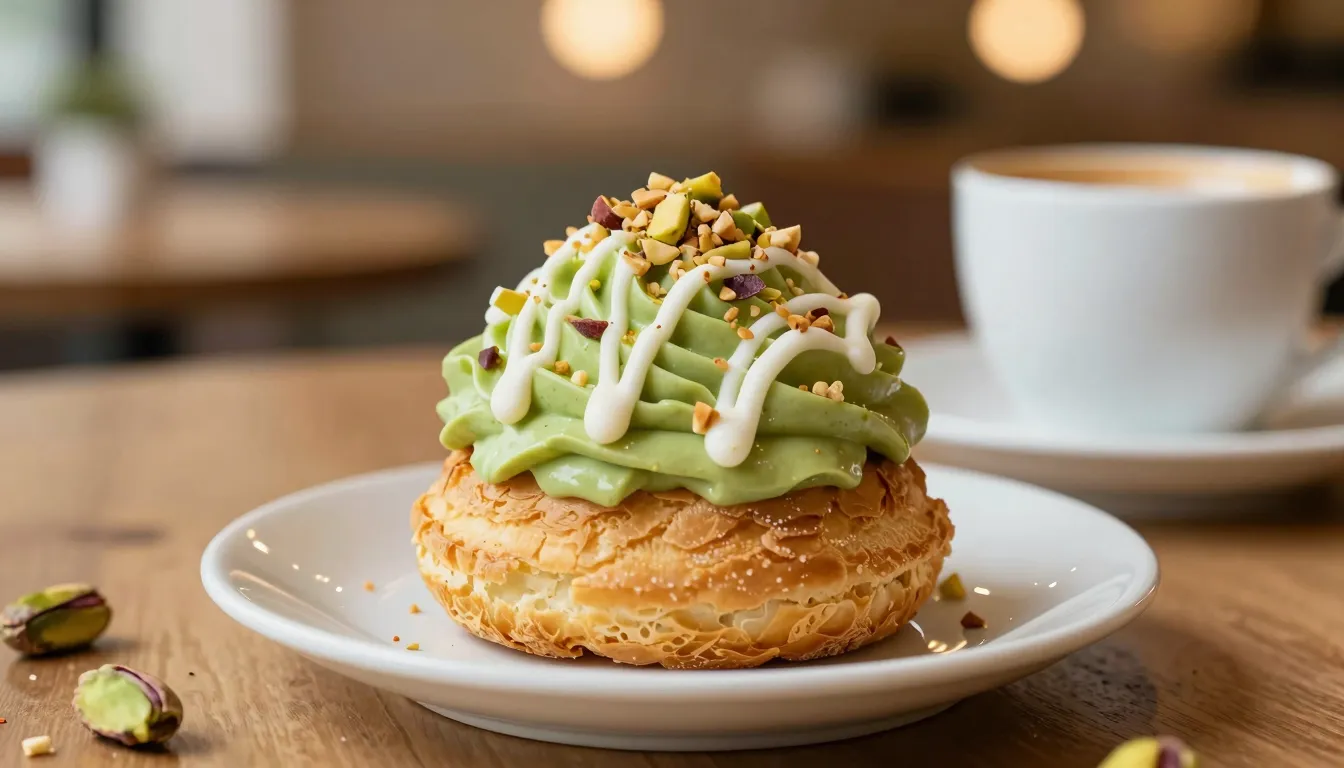 Gourmet Salted Pistachio choux pastry, rich green pistachio ...