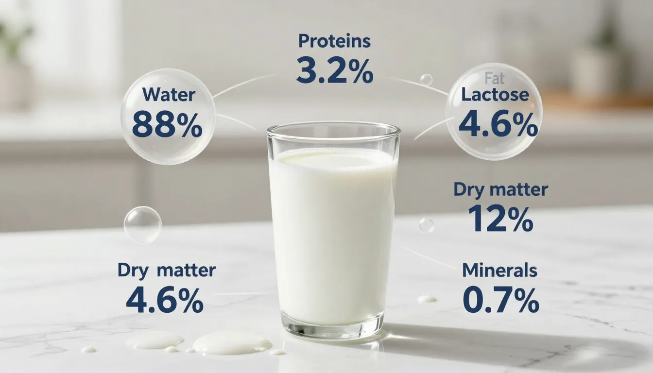 Professional presentation slide, a glass of milk on a white ...