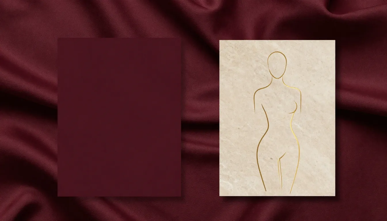 Elegant brand moodboard, deep burgundy and warm beige color ...