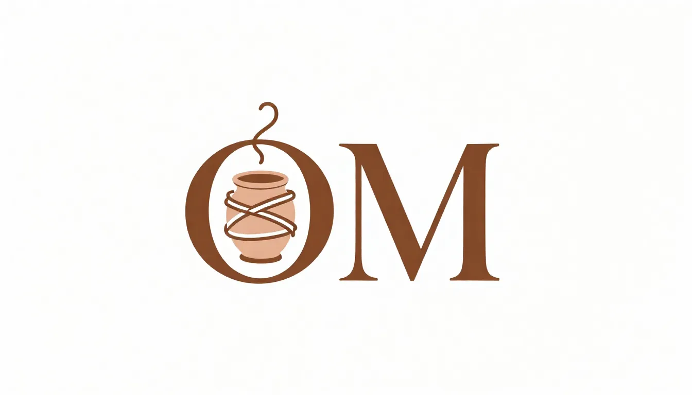 Logo design for a creative workshop named 'OM', minimalist s...