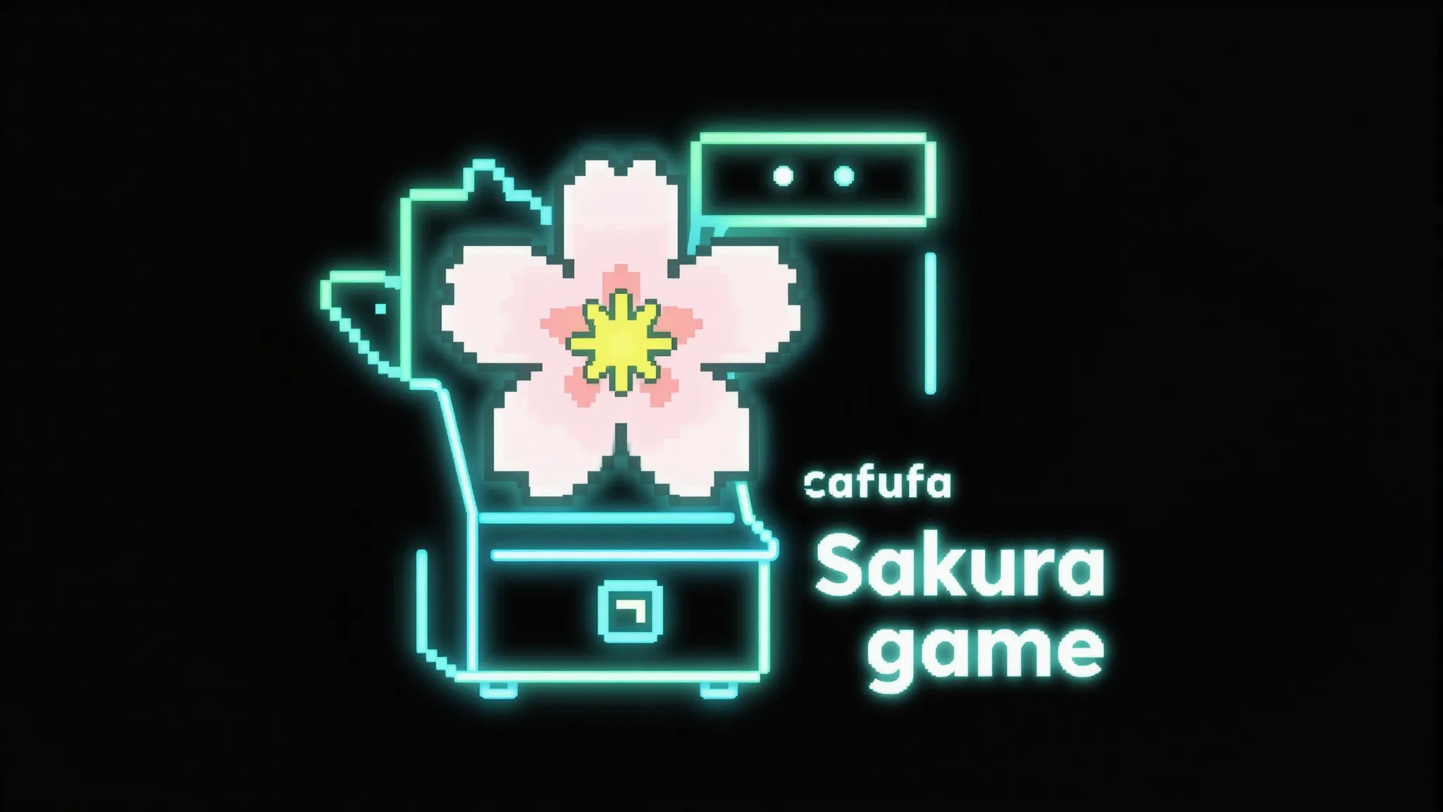Logo design for 'Sakura coffee game'. A pixelated sakura flo...
