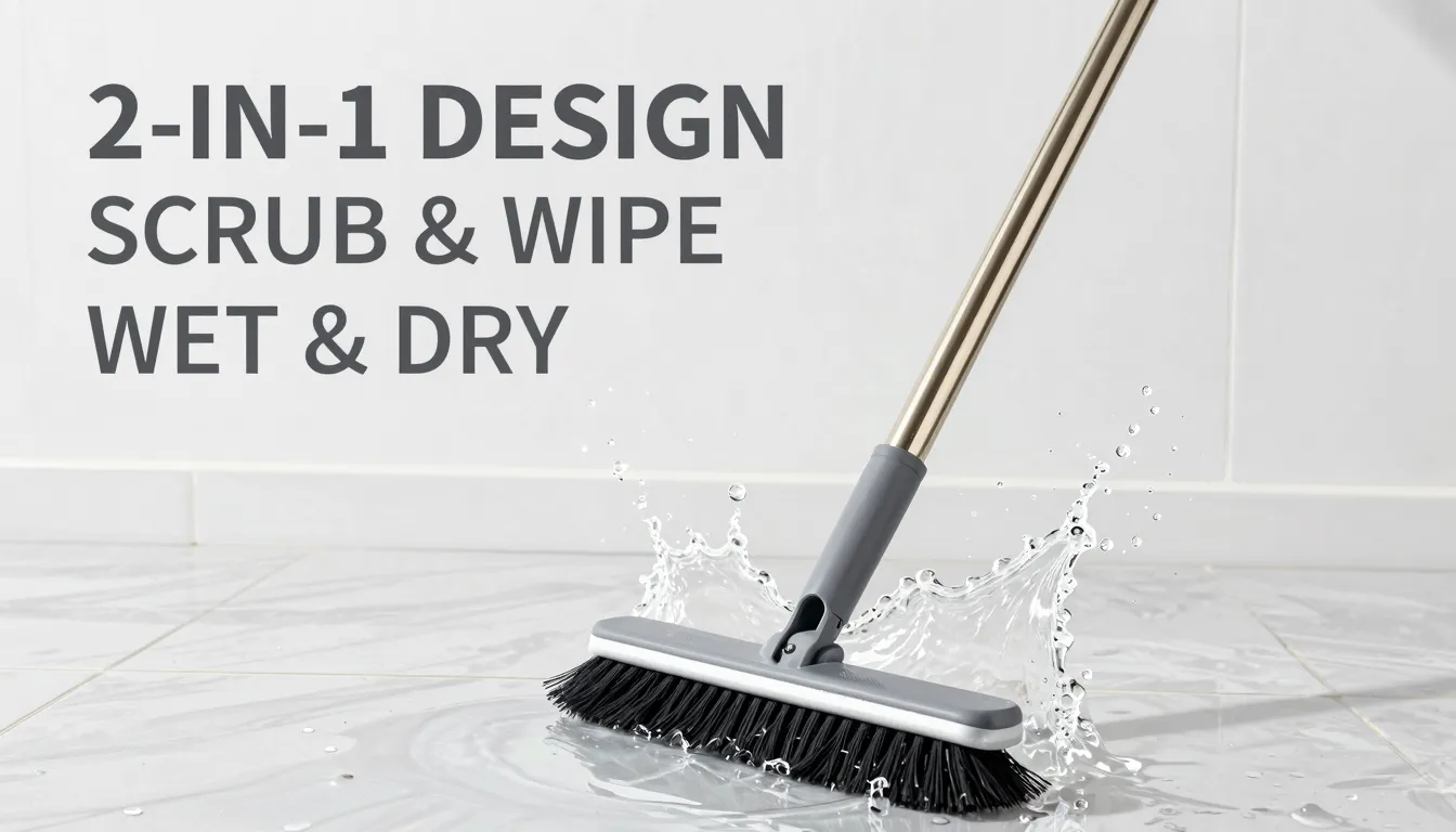High-quality marketplace main image for a 2-in-1 floor scrub...