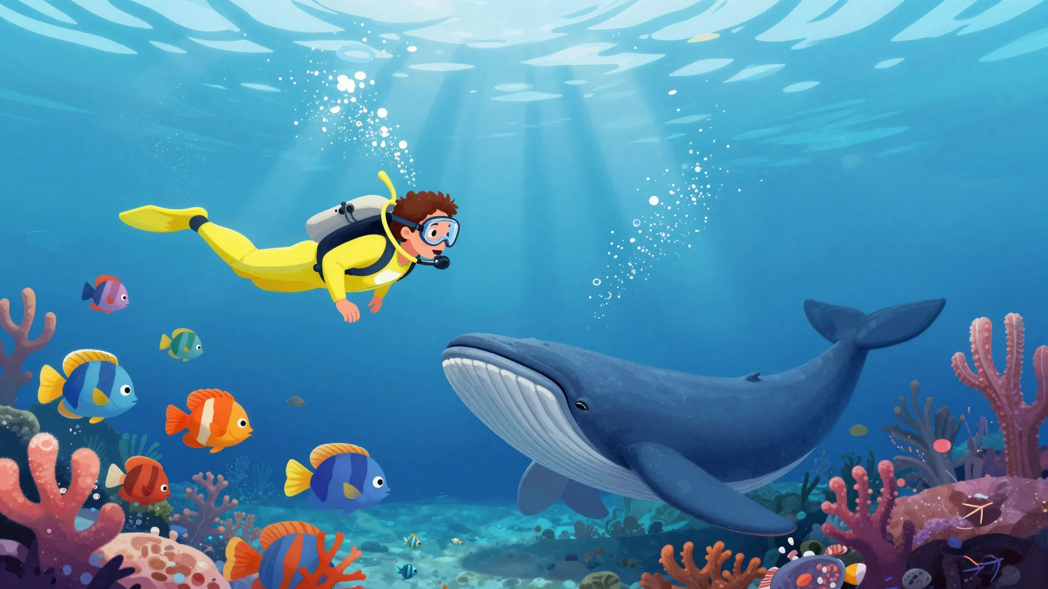 A book cover template for a children's underwater adventure....