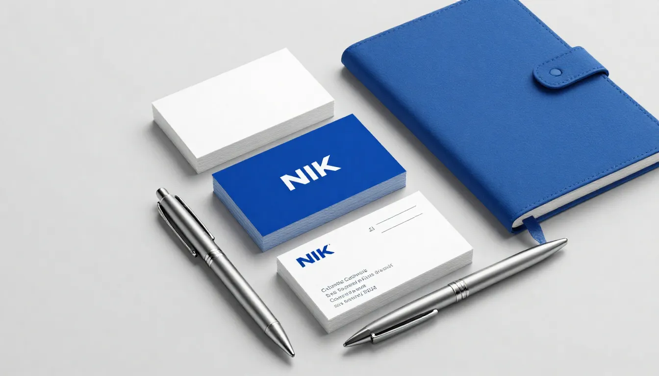 Corporate identity mockup for a brand named NIK, including b...