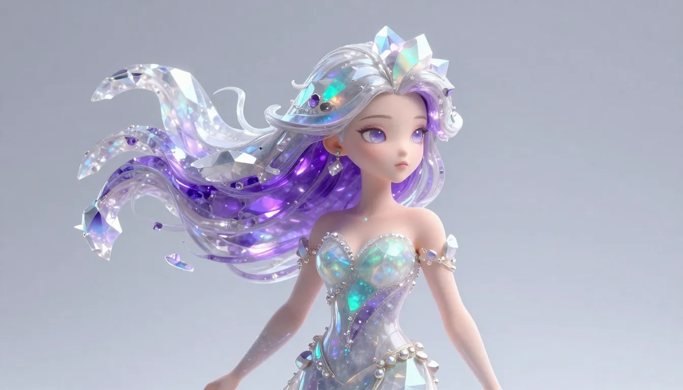 Unique cartoon style 'Living Vitreous Quartz', an elegant wo...