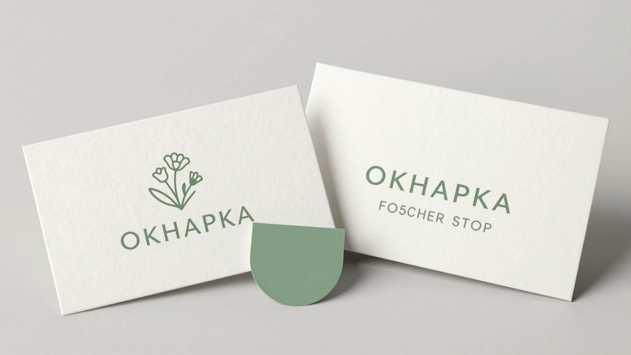 Double-sided business card design for 'OKHAPKA' flower shop....