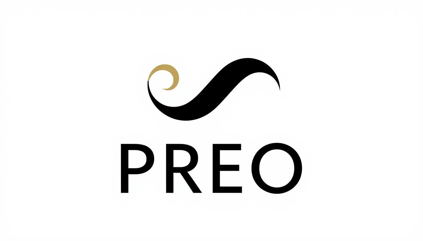 Professional logo for a wig brand named 'PREO', minimalist t...