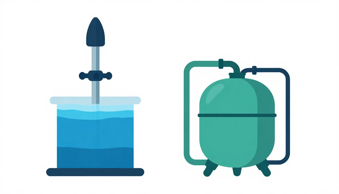 Infographic style illustration of a private house system. On...