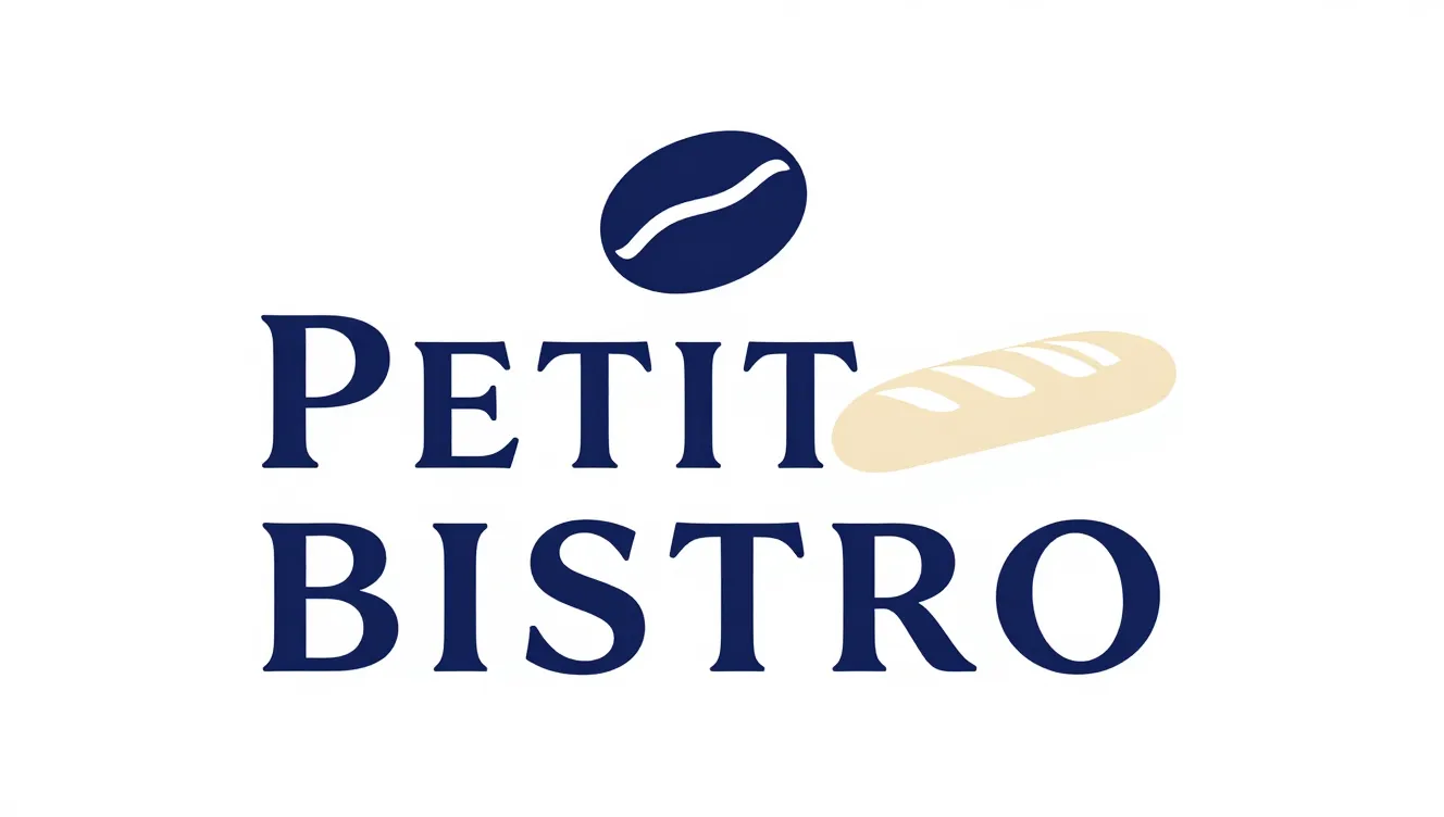 Minimalist logo design for a cafe named 'PETIT BISTRO', feat...