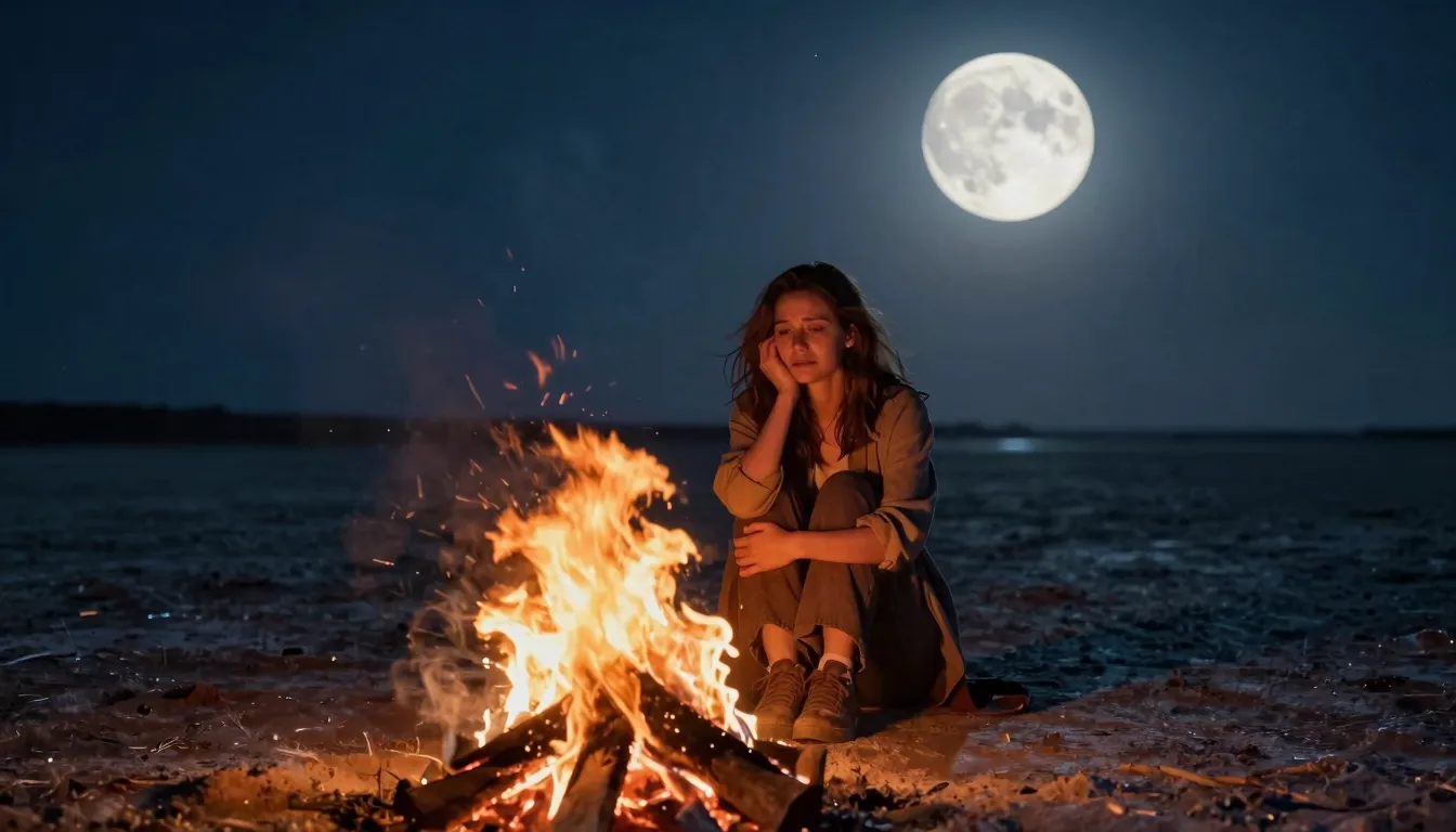 A young European woman with a sorrowful expression sitting b...