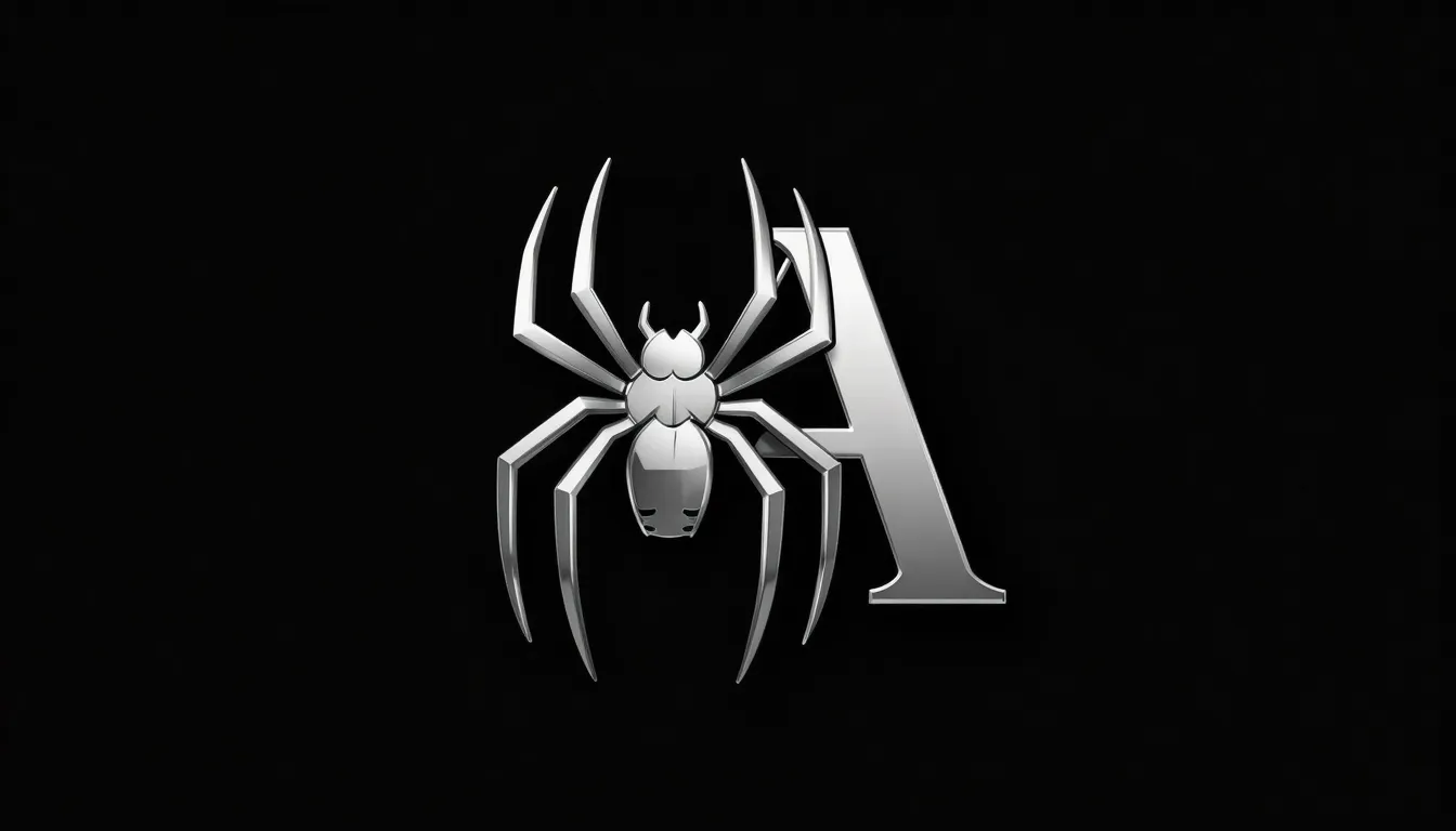 Minimalist automotive logo, stylized spider icon combined wi...