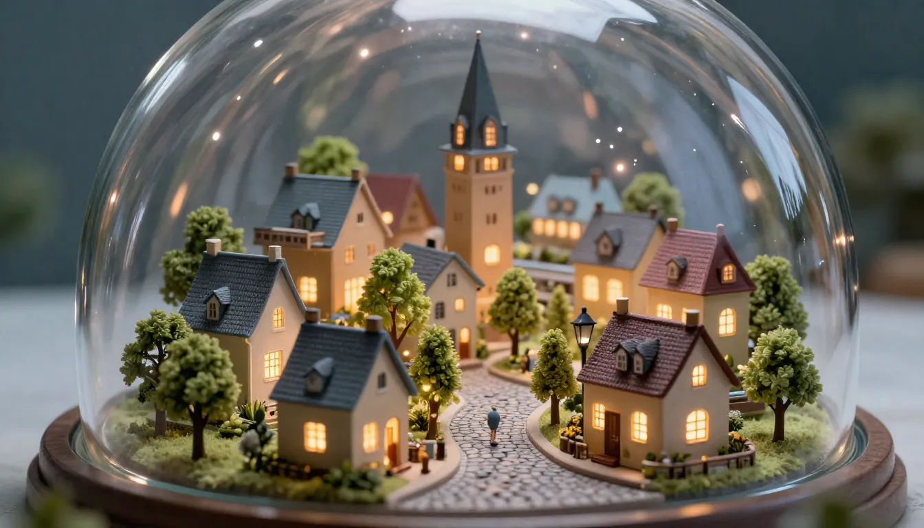 A breathtaking macro view of a miniature magical city inside...