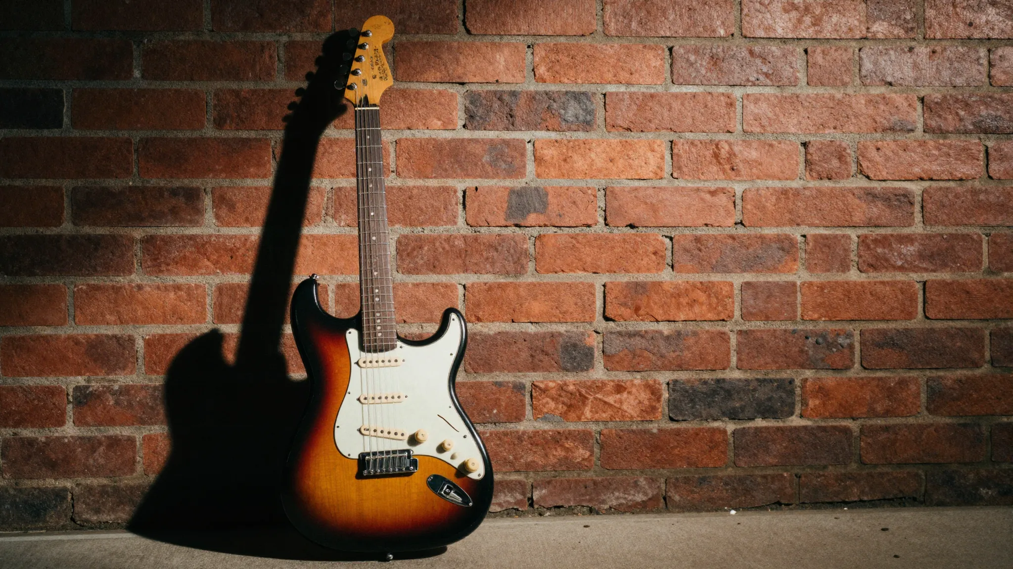 Album cover art for rock music, vintage electric guitar lean...