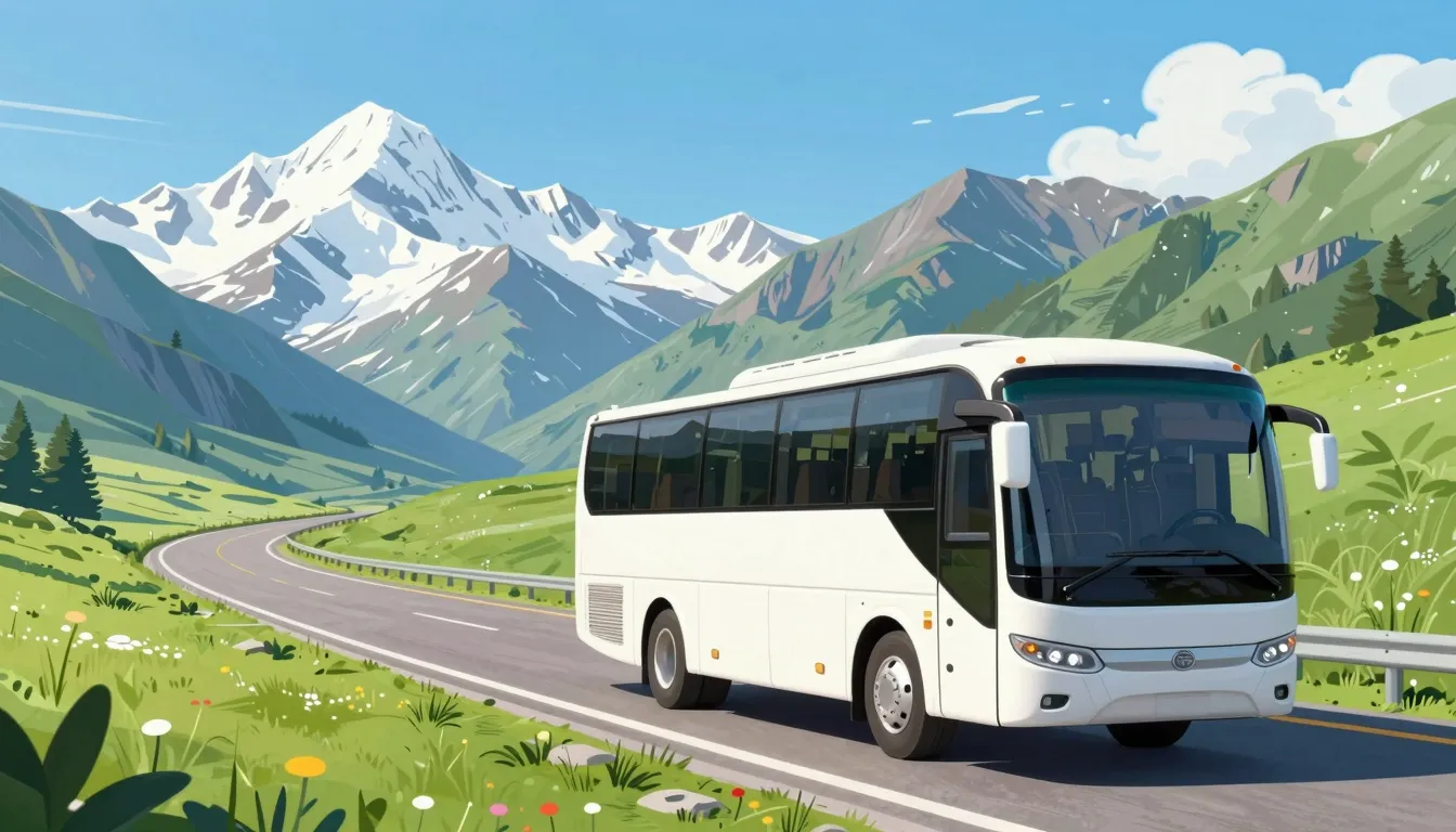 Vibrant and bright illustration of a modern comfortable tour...