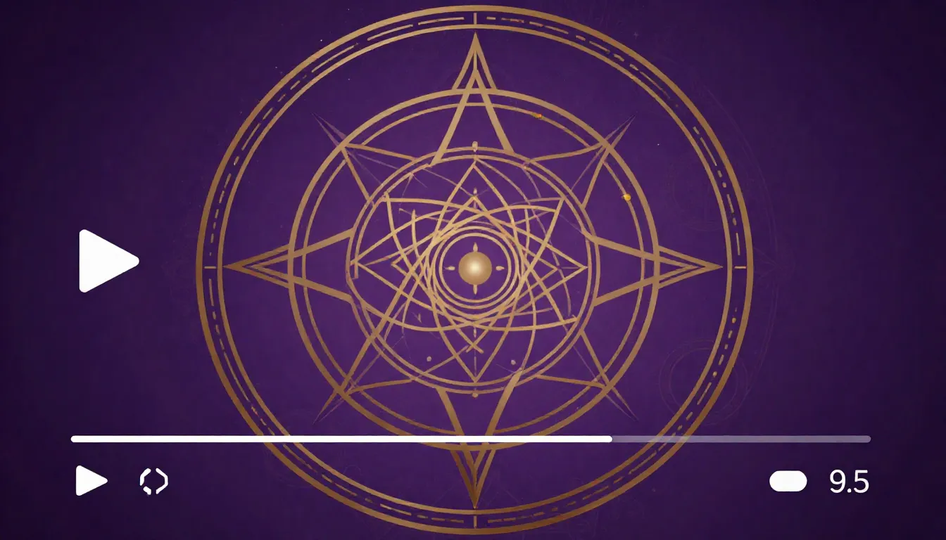 Mystical background for a video player, dark purple and gold...