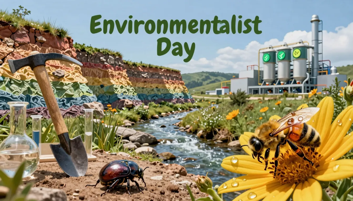 A detailed greeting card for Environmentalist Day. In the ba...