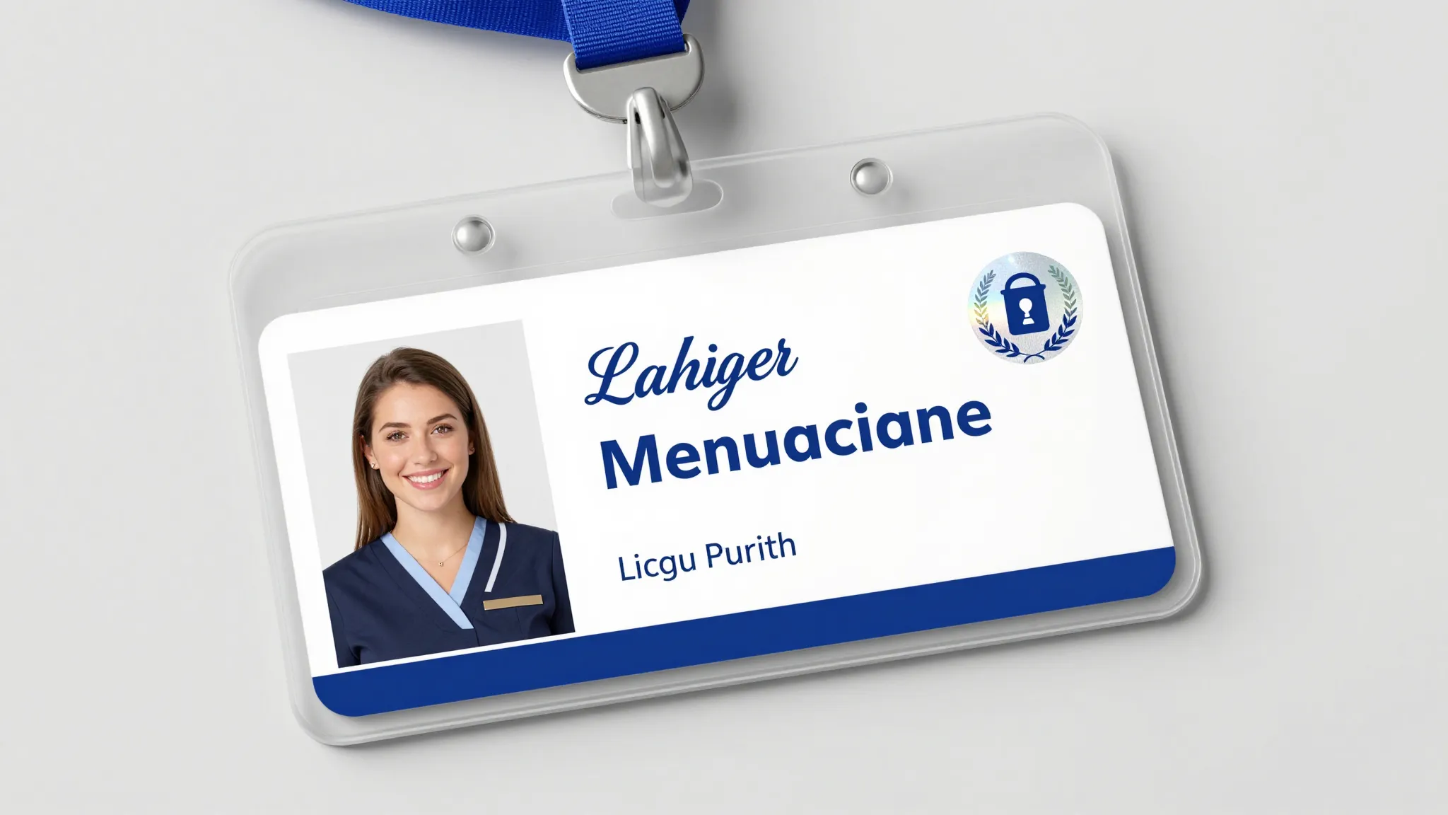 Horizontal identification badge mockup for a charity organiz...